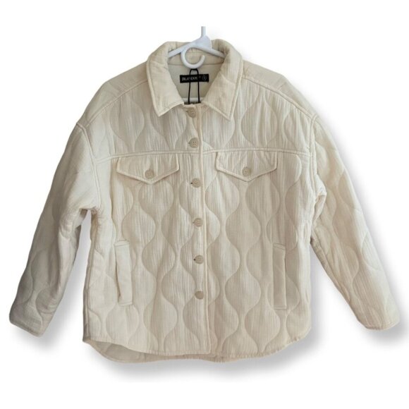 BLANK(NYC) NWT Easy Goin' Quilted Shacket Jacket Off White Size Medium - Picture 2 of 13